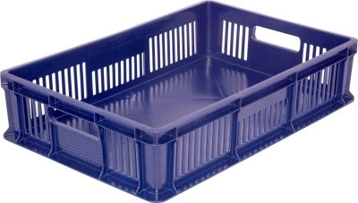 Ящик перфорированный 600×400×140 мм, объем 27 л., арт.: 705.02.01, синий, код: 17298
