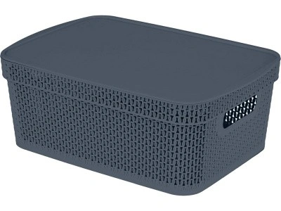 Корзина 380х270х143 11л. с крышкой, стенки перф, дно сплошное, код: 36139