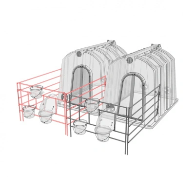 Вольер домика для телят с совмещенной боковой стенкой оцинкованный