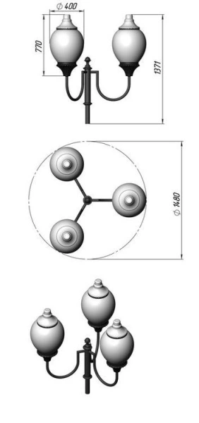 Фонарь уличный «Лотос - 3» со светильниками 5,871 м