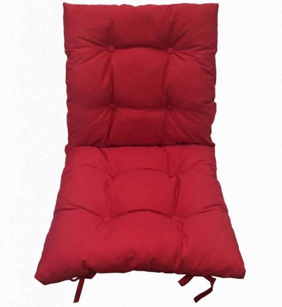 Матрас для скамеек из хлопка с пуговицами Красный (П)